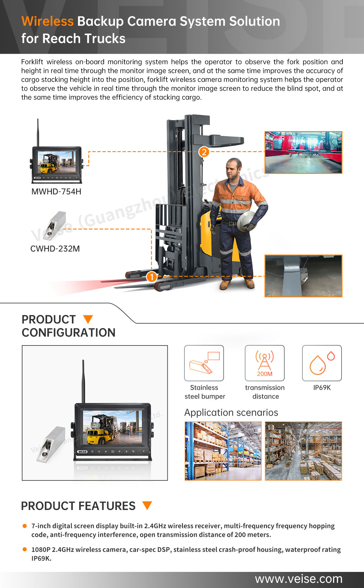 Wireless Backup Camera System Solution for Reach Trucks