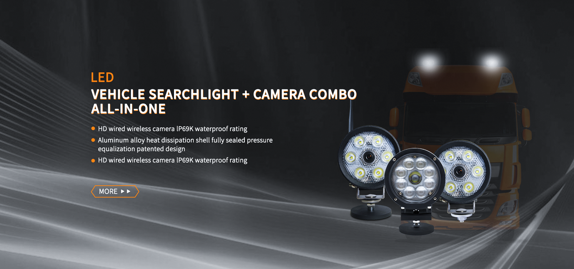 LED Vehicle Searchlight + Camera Combo All-in-One