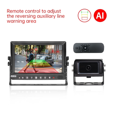 9-inch AI reverse camera system with audible and visual warning monitor and remote control for adjusting the auxiliary line of the reversing scale